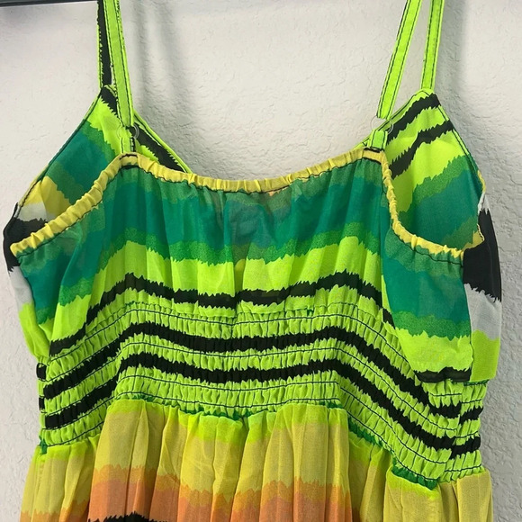 NWT Bright Green and Black Neon Summer Maxi Dress Size Medium - Picture 7 of 12
